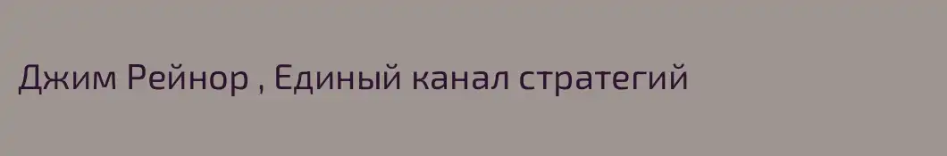 Джим Рейнор , Единый канал стратегий